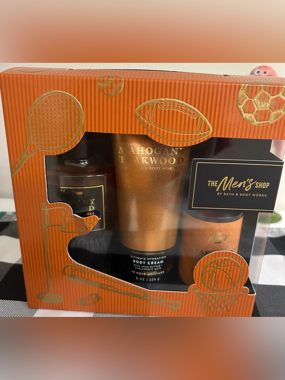 NIB Bath & Body Works Men’s Full Size Body Cream & Spray Set - Mahogany Teakwood